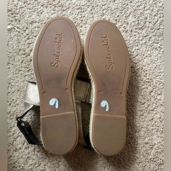 Splendid Aubrey Metallic Leather Espadrille Flatform Slingback Sandals size 8 - Picture 11 of 13